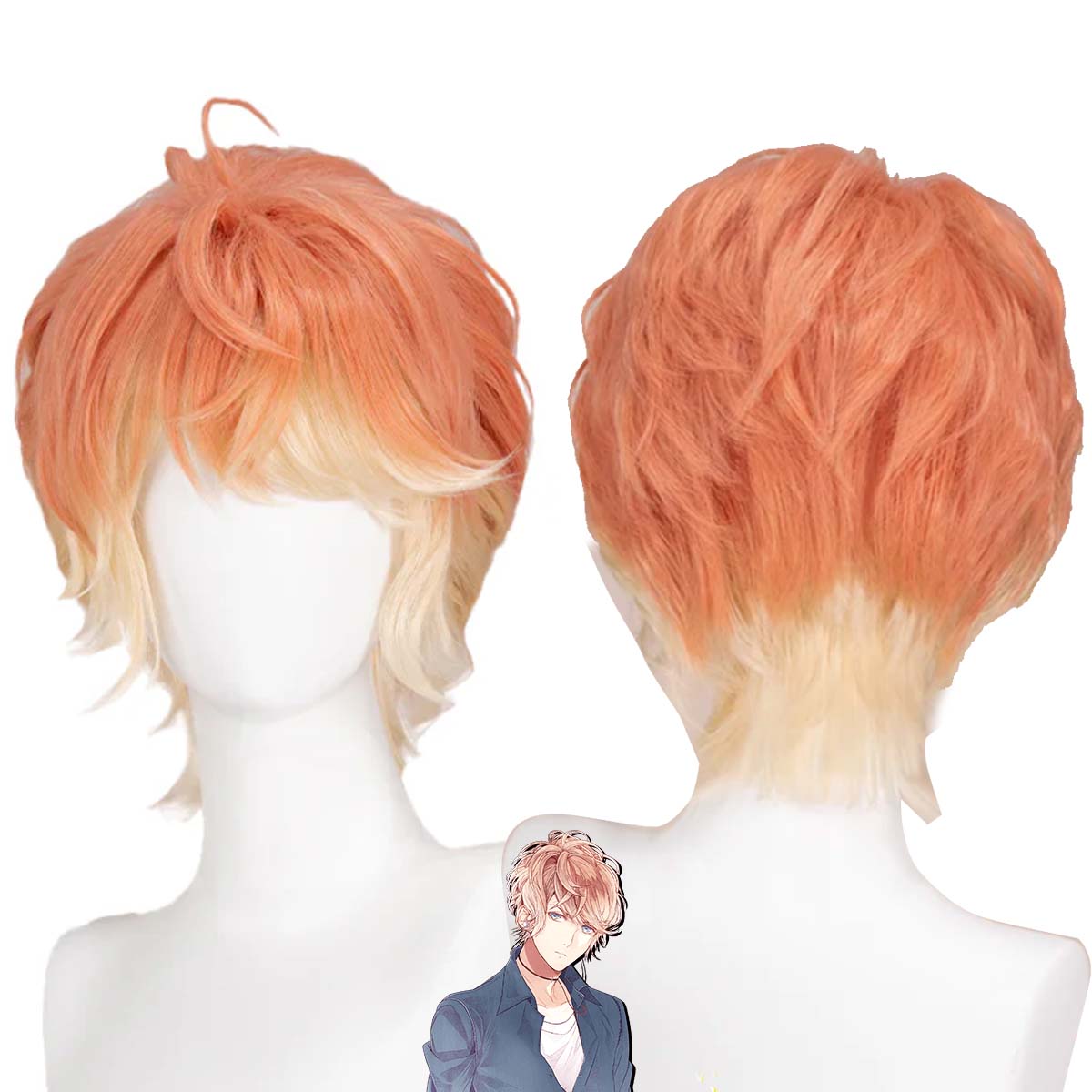 Women'S Yellow Accessories - Perruque courte à cheveux orange et
