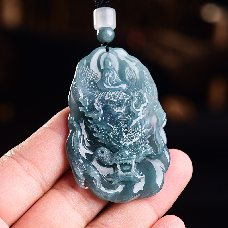 Women Accessories To Gift - Collier pendentif Dragon en jadéite birmane