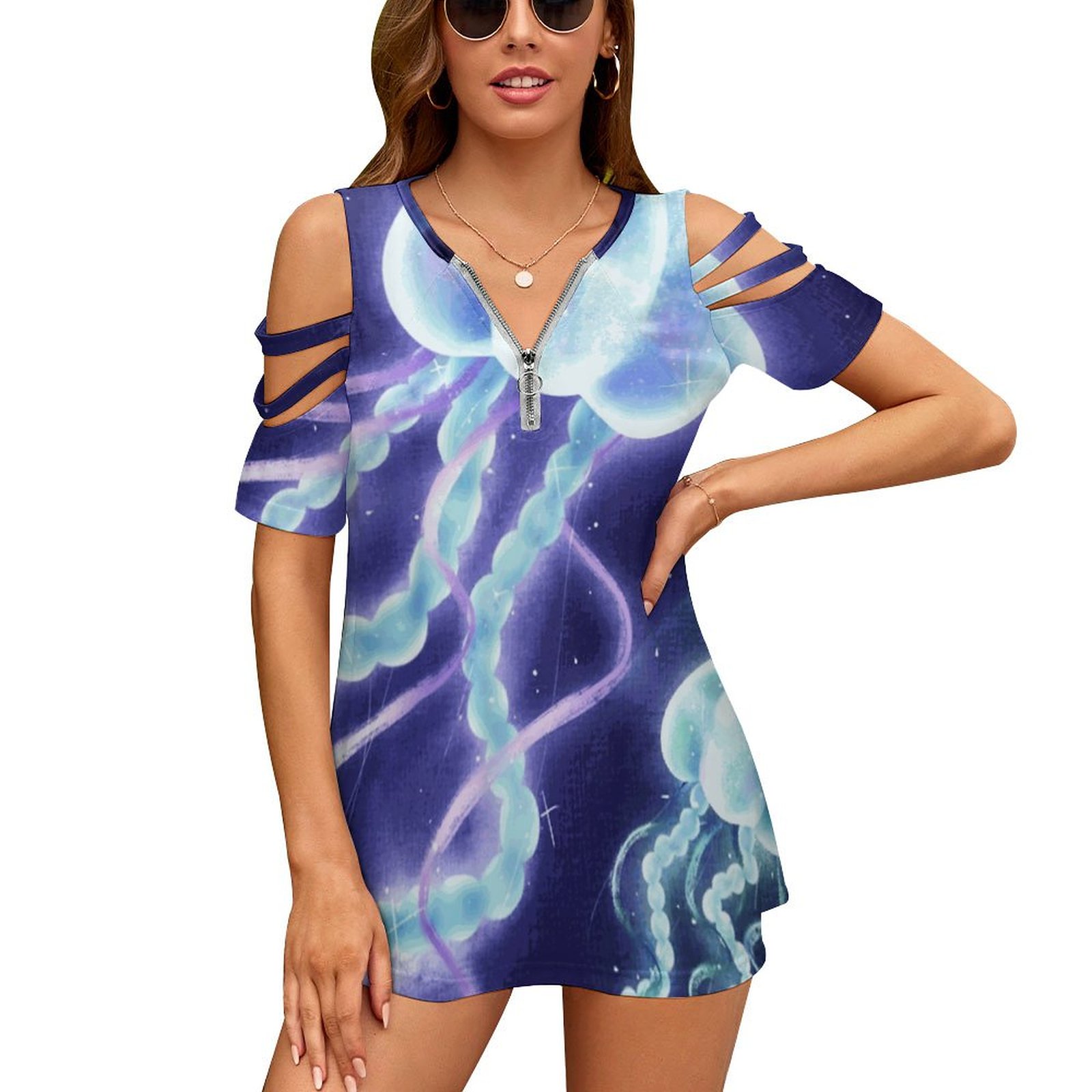 Women'S Accessories New Look - T-shirt imprimé avec fermeture éclair pour