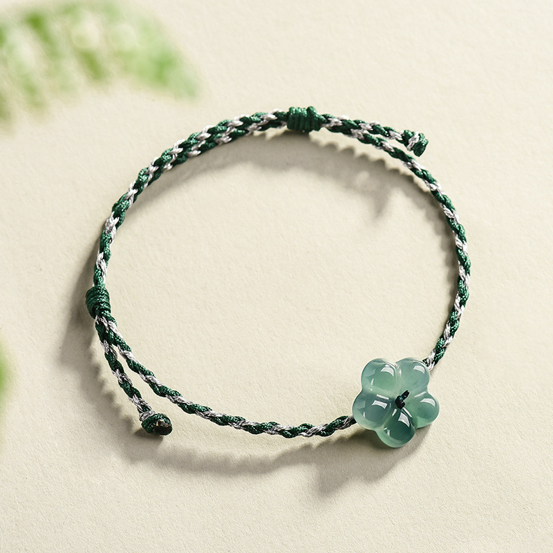 Women Accessories To Gift - Bracelet à fleurs en jadéite birmane,