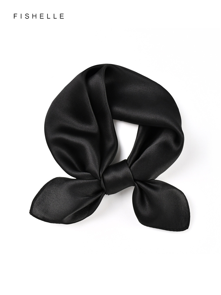 Couleur unie noir pure soie éc - Silk Scarf Square avis et prix