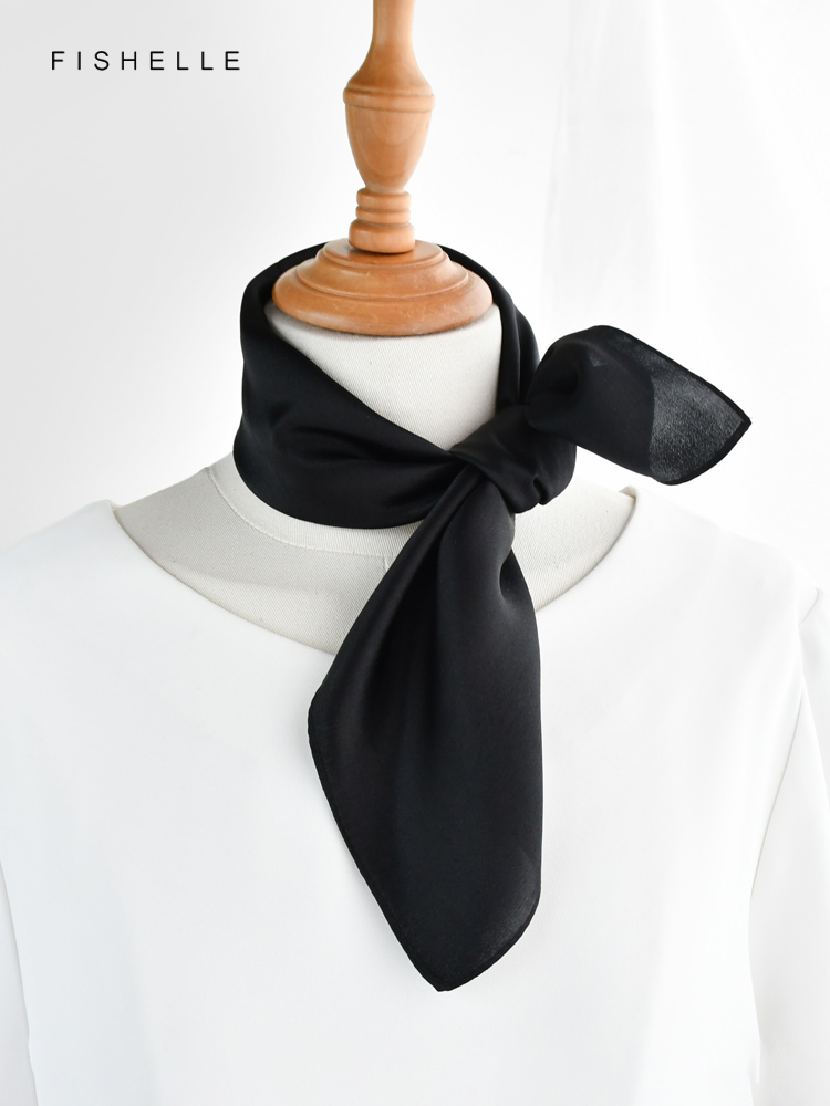 Couleur unie noir pure soie éc - Silk Scarf Square avis et prix